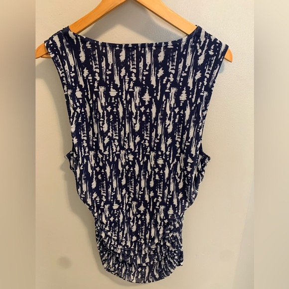 Cable & Gauge Blue & White Cowl Neck Sleeveless Top XL - Picture 4 of 5